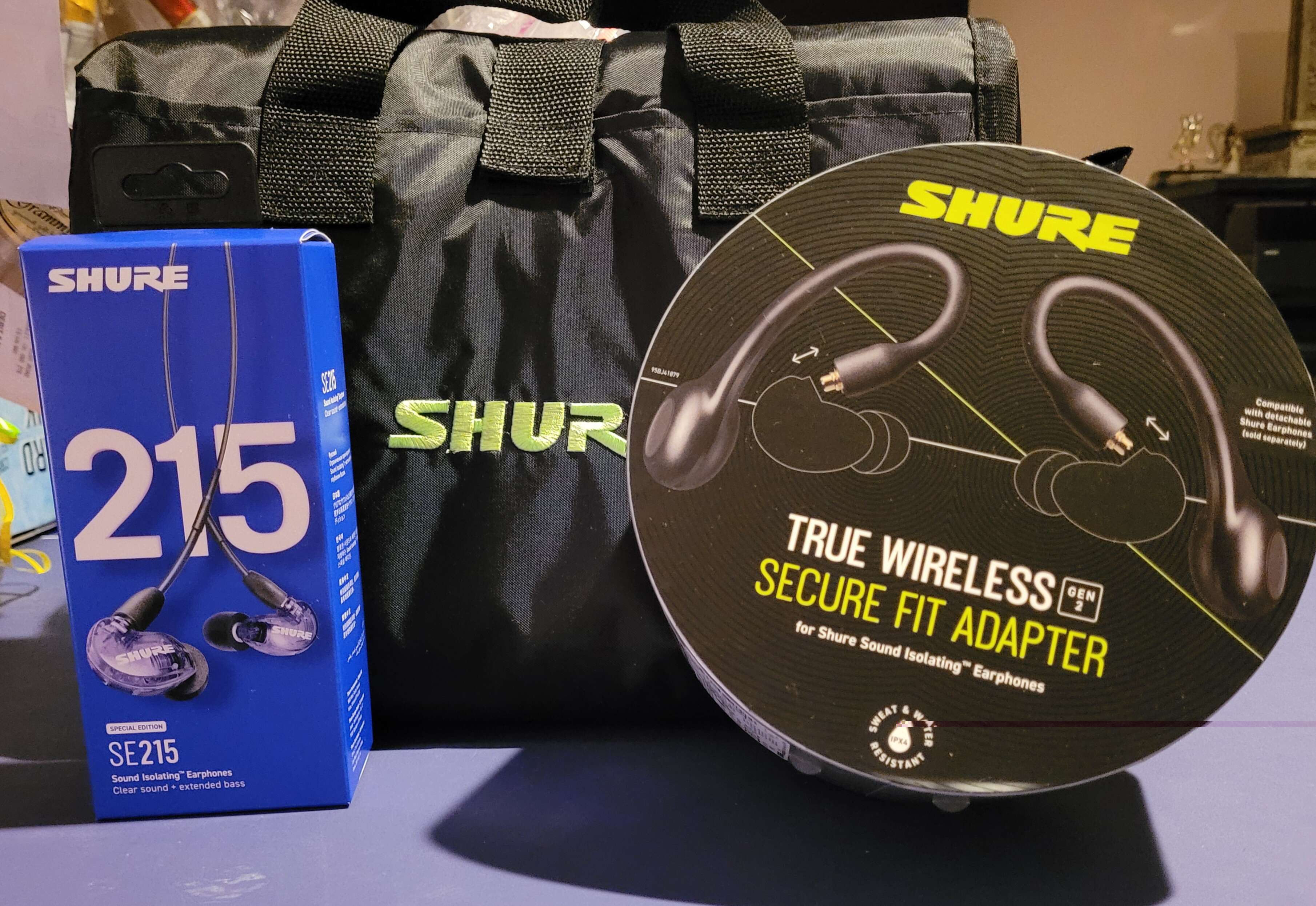 Shure Fit Adapter, Earphones and Blanket