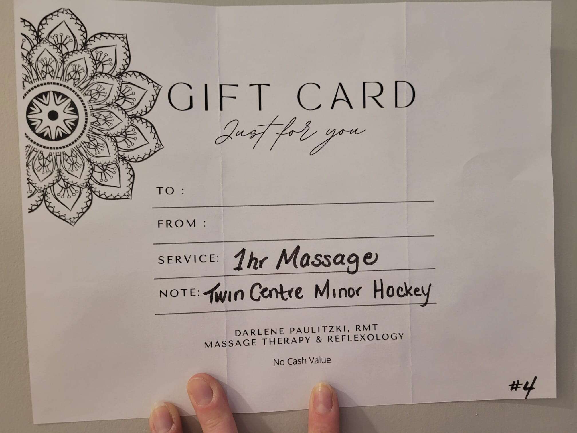 Massage Gift Certificate #1
