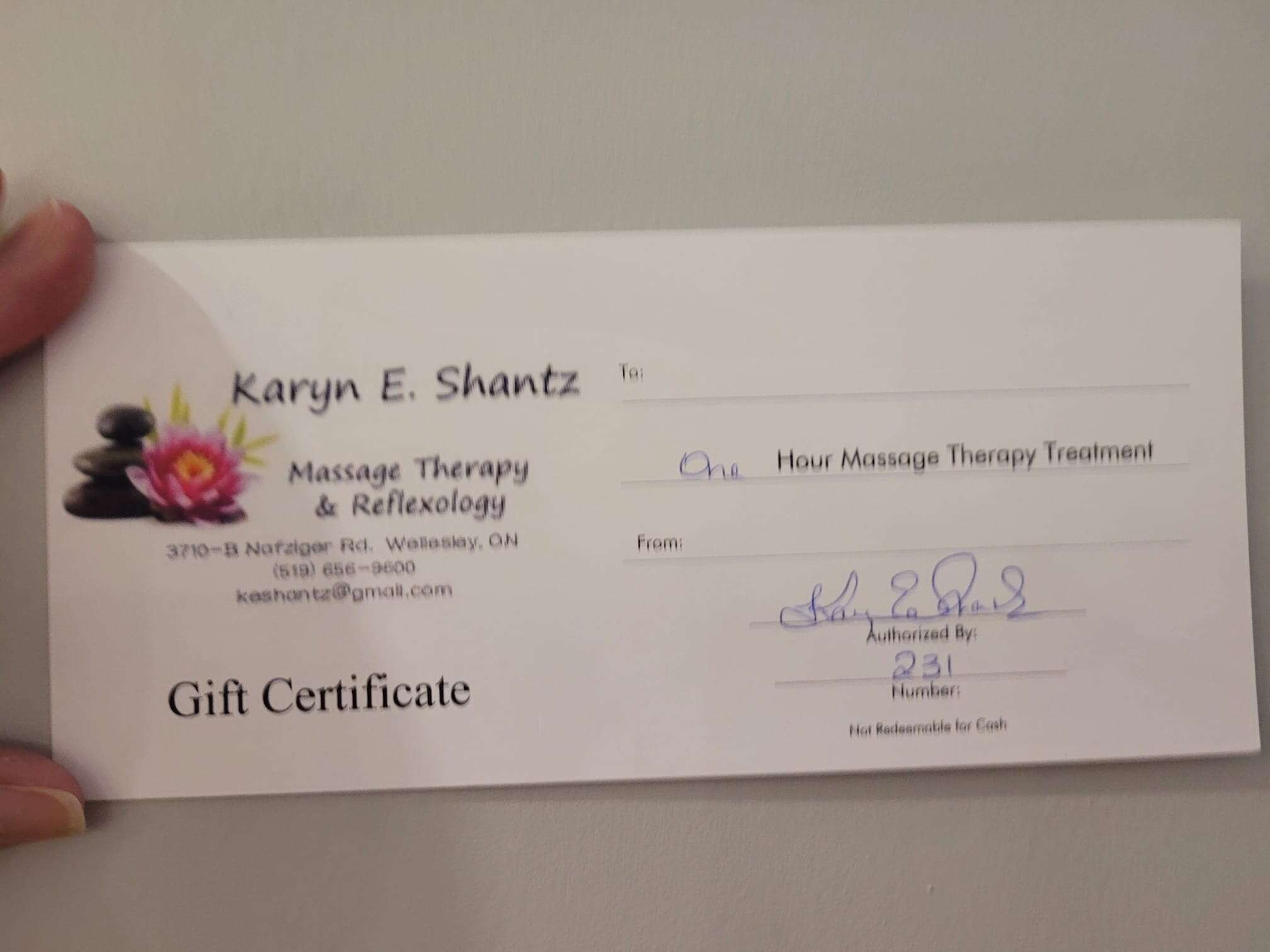 Massage Gift Certificate #2